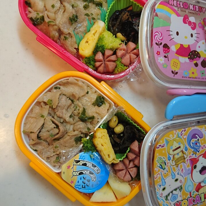 簡単☆ネギ豚丼お弁当 年少 年長13